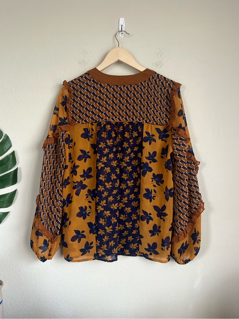 Cabi Fall Pattern Patchwork Ruffle Blouse - Picture 7 of 7